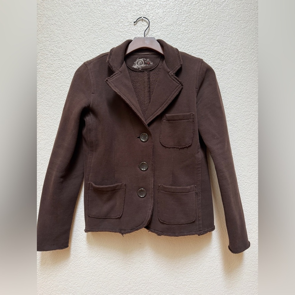 Chocolate Brown Sweatshirt Blazer Tailored Academia XS